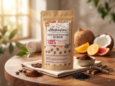 Herbvatika Skin Glow Booster Scrub | 100% Naturally Derived Ingredients | Deep Cleansing Face Scrub | Removes Tan & Blackheads | Coffee, Liquorice & Vitamin E | 100g