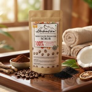 Herbvatika Skin Glow Booster Scrub | 100% Naturally Derived Ingredients | Deep Cleansing Face Scrub | Removes Tan & Blackheads | Coffee, Liquorice & Vitamin E | 100g