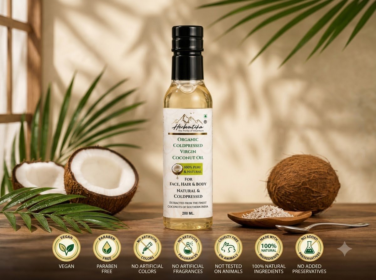 HerbVartika Organic Cold Pressed Virgin Coconut Oil – 250 ML - Image 2