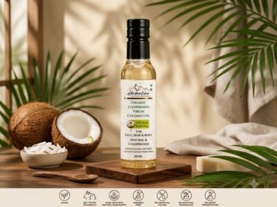 HerbVartika Organic Cold Pressed Virgin Coconut Oil – 250 ML